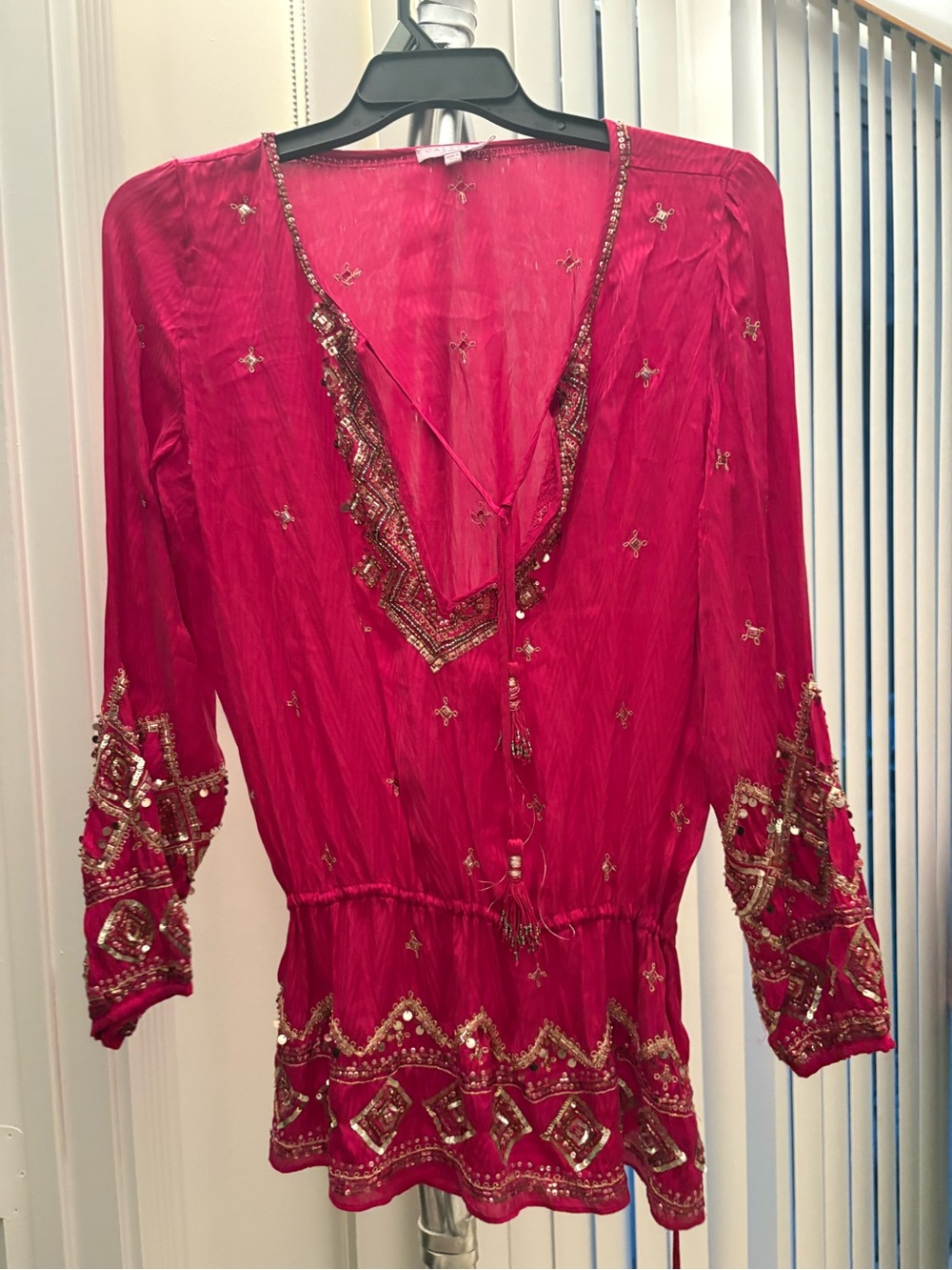 Calypso St. Barth Hot Pink Embroidered Top